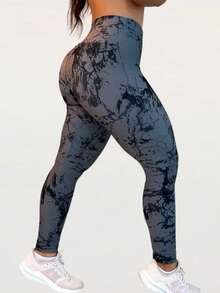 Women's Marbled Gym Leggings - 灰色 - 查看 2