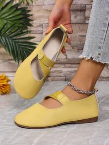 Women's Fashion New European And American Imported Soft Yellow Comfortable Versatile Slip-On Casual Granny Shoes Flat Round Toe Loafers, Suitable For Mothers