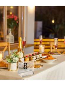 1 件/3 件/5 件/10 件亚克力卡片架 - 5 厘米透明桌面标牌架，用于展示婚礼商务徽标、菜单、名称、会议、照片的亚克力支架 - 白色 - 查看 7