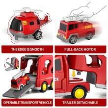 Fire Truck Toys For Toddlers 3 4 5 6 Years Old, 5 In 1 Truck Friction Power Toy Car, Fire Rescue Truck, Ladder Truck, Helicopter And Sprinkler, Christmas Birthday Gifts For Boys & Girls 3-5 Years Old - 5 In 1 Fire Truck - View 4