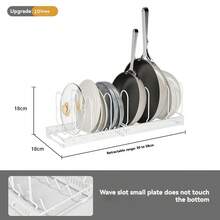 1 pieza Soporte ajustable multifuncional para tapa de olla - Línea ondulada blanca mejorada - Ver 7