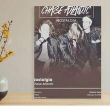 Framed  Chase Atlantic Nostalgia  Canvas Poster - Vintage-Inspired Wall Art With Band Members & Album Tracklist, Perfect For Bedroom & Living Room Decor, Ideal Gift For Music Lovers, Fan Merchandise | Vintageinspired Poster | Canvas Print, Music Room Decor