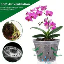 5 Packs Transparent Plastic Orchid Pots With Saucers For Air Circulation, Clear Plastic Planter For Orchid,Orchid Pot With Holes For Repotting Healthy Air Circulation And Water Drainage, Indoor & Outdoor Gardening, Home Decor