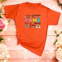 Fashionable Women's T-Shirt 2026, With Love Quotes, Casual And Emotional Clothing For Mother's Day Gift - 橘色 - 查看 2