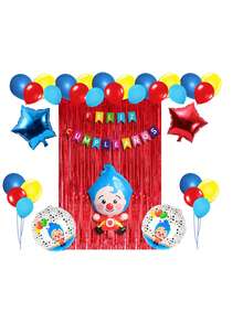 Kit de globos payaso plim plim fiesta de cumpleaños decoración infantil temática arcos de globos cumpleaños fondo para fotografías Christmas navidad navideño globos payaso plim plim kit decoración infantil cumpleaños temática arcos fondo navideño Navidad Christmas photo background niños - Rojo - Ver 1