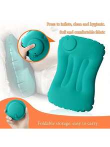 1pc Multifunctional Inflatable Pillow For Travel, Home, Work And Camping - Foldable And Portable Contour Pillow For Comfortable Sleep Anywhere - Multicolor - View 3