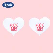 Letter Printed Heart Nipple Cover, Invisible Anti-Bulge Self-Adhesive Sticker, Ladies' Lingerie And Panties Accessories, For Rave