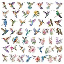 50Pcs Bird Stickers Transparent Stickers Aesthetic Stickers Colored Stickers Floral Stickers Vinyl Stickers Stickers For Water Bottle, Hydroflask, Guitar, Luggage, Phone, Case, Laptop, Skateboard, Gift