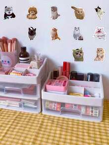 60pcs Cat Stickers, Internet Celebrity Cat Graffiti Stickers, Cute & Funny Cat Face Decals, Cross-Border - Multicolor - View 3