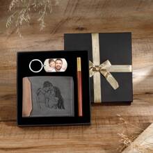 1pc Personalized Holiday Gift Box, Customized Photos And Text,Wallet Gift Box For Dad, Gift From Daughter And Son To Dad, Suitable For Birthday, Father's Day, Christmas, Thanksgiving, Including Wallet, Keychain, Pen And Packaging Box, Holiday Gift Box/Birthday Gift For Men/Father,School Supplies,Back To School,For Office,For School,For Classroom,For Teacher Gifts,For University,For Colleague,For Dorm Rooms,For Teacher,For Boys And Girls,For Teenagers,Junior High School Students,Middle School Students,High School Senior High School Students,College Students,University Students,Freshman,Sophomore,Underclassmen
