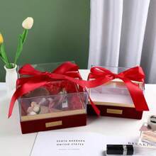 Customized Transparent Gift Box With Elegant Ribbon, Ideal Gift Choice. Customized Ribbon With Name, Wishes Or Special Dates To Make The Gift More Personalized. Suitable For Birthday, Anniversary And Other Occasions. Available In Multiple Box And Ribbon Colors.