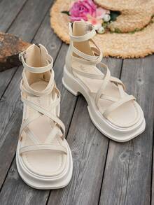 Fashion Bohemian Style Adjustable Buckle Design Casual Sandals - Beige - View 2