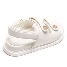 Sandales platos y novia doble con botones decorativos e imprimé fantaisie - Blanco - Ver 5