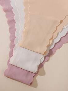 10 Pcs Women's Sexy Comfortable Wave Trim Printed Bikini Panties - Apricot - View 3