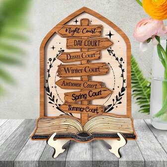 Vintage Wooden Bookshelf Sign, Bookshelf Decoration, Bookshelf Figurine, Home Book Decor Figurine, Desk Decor Gift, Book Lover Wooden Sign, Bookshelf Fantasy Decor, Suitable For All Seasons, Ideal For Home, Patio, Library, Office, And A Perfect Gift For Family And Friends