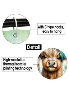 1/4pcs Shower Curtain Set,Highland Cow Sunflower Cartoon Bathroom Curtains Shower Set, Shower Curtains,Bathroom Accessories Including Bathroom Carpet Toilet Mat And 12 Shower Curtain Hooks,Bathroom Set With Curtain,Suitable For Bathroom Decor,Room Decor,Home Decor, House Decor, Kitchen, Living Room. Back To School