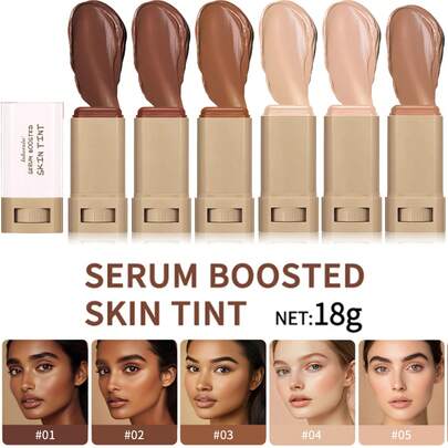 粉底棒美容膏精华提升肤色，固体有色保湿精华轮廓棒粉底面部棒女士，自然妆容