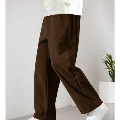 Men's Solid Color Textured Jogging Pants Casual Loose Straight Pants Summer Sports Pants