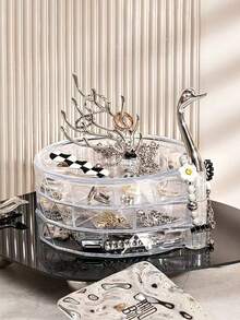 Swan Jewelry Storage Box, Multi-Layer Rotating Jewelry Holder Display Stand Suitable For Rings, Earrings, Necklaces, Premium Jewelry Box - Multicolor - View 13