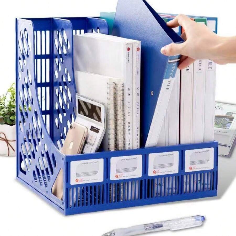 1pc Thick 4-Tier File/Document Holder Desktop Organizer Storage Rack, Office Supply - one-size - View 1