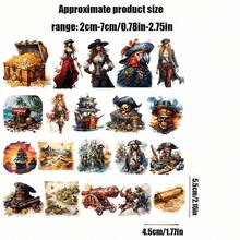 1 Pack Vintage Pirate Chest & Map Parrot Pirate Decorative Stickers For Scrapbooking, Diary, Photo Album, Craft, Stationery, School Supplies - Black - View 2