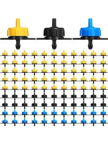 Adjustable Drip Irrigation Emitters - Pressure Compensating 8 L/H Micro Drip System Dripper Heads, Plastic Watering Dripper For Garden Lawn Watering, Connector(4L/H, Black) - Black - View 2