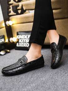 Men's Loafers New Casual Moccasins Slip-On Slouchy Shoes Round Toe Leather Shoes Simple Casual Canvas Shoes Black Formal Shoes Flat Sneakers