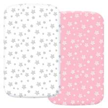 Bedside Bassinet Sheets For Baby Boys Girls, Compatible With Mika Micky, Baby Delight, Dream On Me, AMKE And Other Bassinet Mattress Pads Size Between 17-21 In Width, 29-33 In Length, And 1.5-4 In Thick