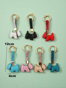 1 pieza Llavero con perro decorado con rhinestones de colores, accesorio para bolso, regalo para amantes, amigos, adecuado para uso diario de hombres y mujeres