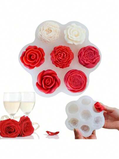 1pc Valentine's Day 3D Rose & Peony Silicone Molds For DIY Candles, Scented Soaps, And Resin Crafts - Handmade Crystal Epoxy Casting Tools - Flexible Silicone - For Beginners & Experienced Crafters - Perfect Gift For DIY Enthusiasts