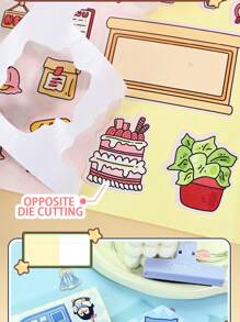 5pcs/10pcs Forest Theme Landscape & Mechanism Stickers, New Cute Scene Stickers, High-Quality For Girls, Stress Relief DIY Stickers