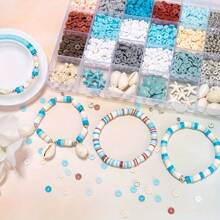1 caja de set de cuentas con tema oceánico, kit de fabricación de pulseras de amistad estilo vacaciones de verano, set de cuentas de arcilla para manualidades de joyería, pulseras, collares, aretes, regalos artesanales