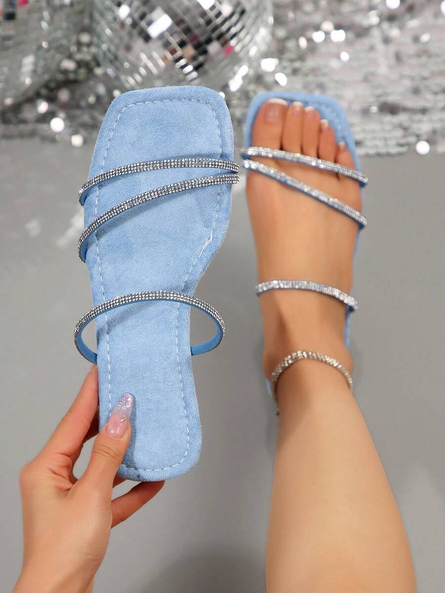 Dép lê quai ngang đính đá lấp lánh thời trang nữ, đa năng cho dạo phố, hẹn hò, ở nhà, đi chơi, dự tiệc, mùa hè và đi biển.