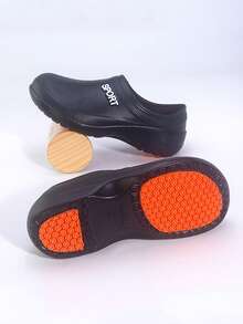 Chef's Non-Slip Oil-Resistant Thick Sole Easy Slip-On Work Shoes For Men Working In Kitchen - Black - View 3