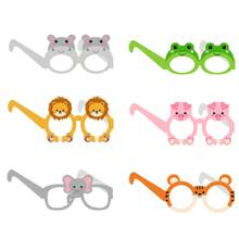 1-12pcs Cartoon Animal Theme Paper Party Prop Glasses, Cute Color Party Photo Prop Glasses, Party Accessories Perfect Decoration Jungle Animal Theme Birthday Party(Each Eyeglass Leg Color Is Random)