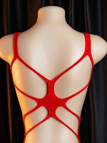 1 Piece Sexy Lingerie, High Elasticity, Sexy Lingerie Bodysuit, Hollow Sexy Body Shaper, Women's Underwear And Sexy Pajamas - Red - View 4