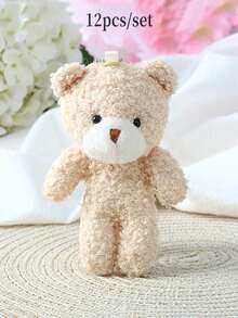 12 件棕色迷你泰迪熊玩偶，4.7 英寸小巧柔软毛绒泰迪熊，小号毛绒熊，适用于生日派对装饰 DIY 情人节礼物毕业派对礼品包 DIY 钥匙扣工艺品