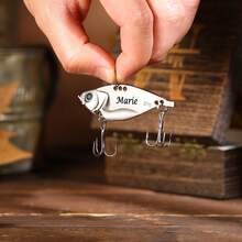 1pc Personalized Fishing Tackle Storage Box, Custom Fishing Bait - Unique Personalized Gift For Dad, Uncle And Husband - Perfect For Father's Day, Anniversary And Special Occasions - Fish-Shaped Fishing Bait, Designed For Anglers - Offered In 2 Sizes And 2 Vibrant Colors, Multi-Functional, Stylish, Reusable, Exquisite