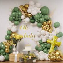 Conjunto de arco de cruz blanca, globos decorativos de primera comunión, arco de globo de bautizo "Que Dios bendiga" de platino, para decoración de primera comunión, artículos de fiesta de bautizo, decoración de ducha de bautizo - multicolor - Ver 13