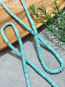Women's Retro Bohemian Style Turquoise Bead Necklace, Vintage Western Cowgirl Fashion, Suitable For Everyday Wear, Add To Your Jewelry Collection