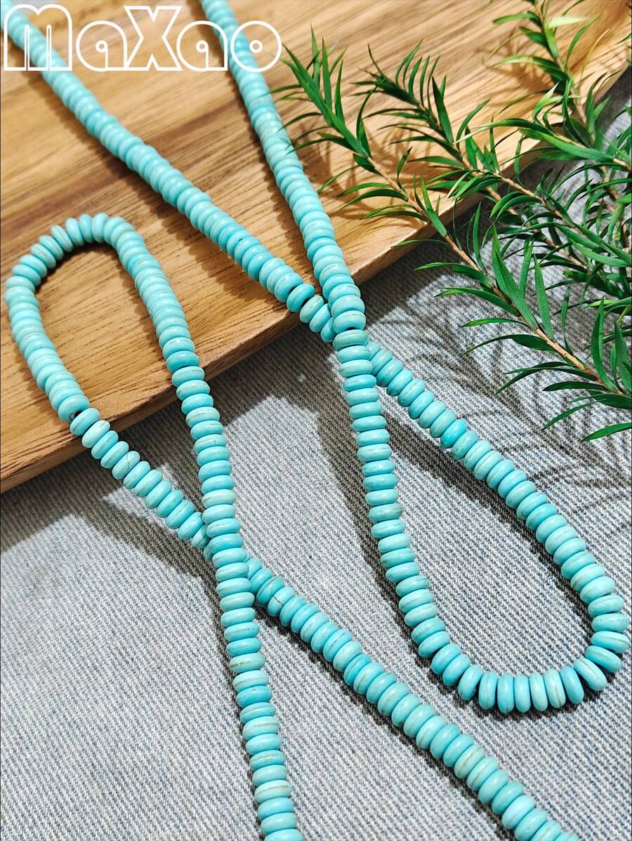 Women's Retro Bohemian Style Turquoise Bead Necklace, Vintage Western Cowgirl Fashion, Suitable For Everyday Wear, Add To Your Jewelry Collection