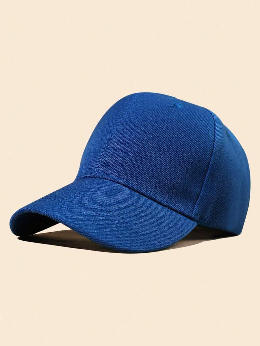 1pc Solid Black Baseball Cap For Men, Adjustable Size, Casual Sun Protection - Royal Blue - View 1
