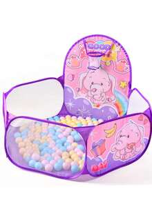 Cartoon Ball Pit Kids Playpen Dry Pool Balls Baby Ball Pool Basketball Hoop Playpen Children's Tent Baby Park Playground(Without Ball)