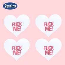 Letter Printed Heart Nipple Cover, Invisible Anti-Bulge Self-Adhesive Sticker, Ladies' Lingerie And Panties Accessories, For Rave