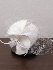 French Style Church Lady Hat, Elegant Hat, Ball Gown Hat, Headpiece, French Elegant Fascinator, Lace Veil Hat, Raceay Small Hat, Banquet Hat, Party Hat, Headpiece, Wedding Dress Hat, Headwear, Photography Hat, Veil Hair Accessory, Small Hat - 1187 - View 5