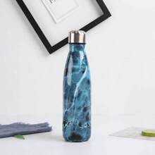 17盎司/500毫升高品质不锈钢双层真空隔热杯，户外运动水壶，小口径，汽水瓶款式，车载杯，礼品杯，石印图案，返校季 - 彩色 - 查看 4
