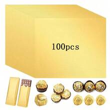100 chiếc giấy gói sô cô la lá vàng, giấy bạc vàng thích hợp cho tiệc tùng, đám cưới, sinh nhật, bao bì kẹo tự làm, quà tặng tiệc tùng, giấy lót sô cô la, ngày của mẹ, lễ tốt nghiệp và nhiều ngày lễ khác - Vàng - Xem 8
