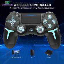 GAMINJA P412 Wireless Controller, Compatible With PS4/ Slim/ Pro/PS3/PC, RGB Multi-Mode Lighting Effects, Dual Vibrations, Speaker, Six-Axis Gyroscope, Headphone Jack, Touchpad And LED Lighting Panel & Strip - Multicolor - View 2