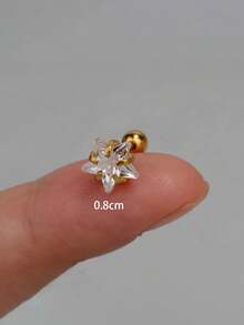 1 件装微型水晶 CZ 星形耳骨穿孔不锈钢螺丝耳钉耳屏扁平耳轮耳垂耳轮软骨海螺耳环女士珠宝 - 一個球球不鏽鋼CZ星星耳釘 - 查看 20