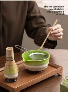 Matcha Five-Piece Set, Ceramic Matcha Bowl, Natural Bamboo Tea Whisk, Beginners, Refreshment Tools, Matcha Making Tools, Gift Box Back To School